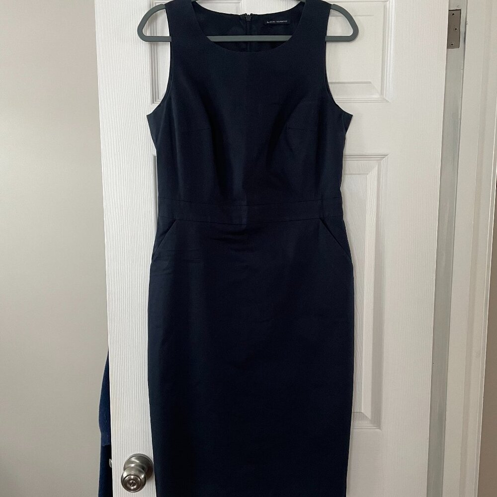 Banana Republic sleeveless cotton sheath dress, navy blue, size 8
